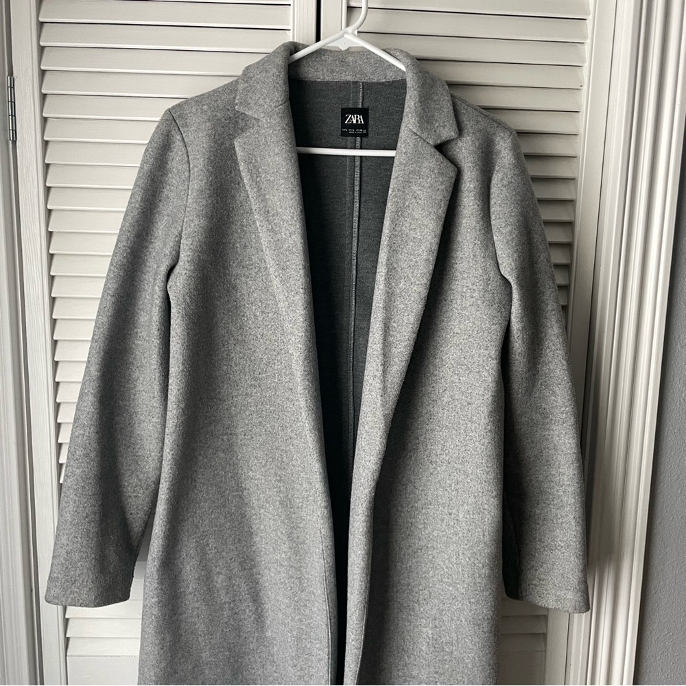 Zara Charcoal Gray Knit Duster Coat - Picture 5 of 7